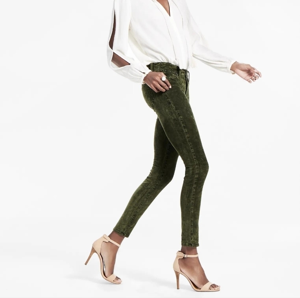 Lucky Brand Brooke Legging Jean, Color Forest Green Velvet Size 2 - Picture 2 of 16